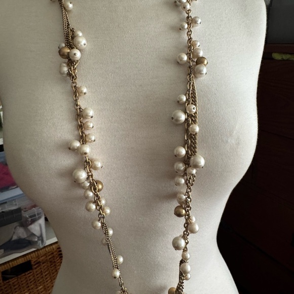 Stella and Dot Faux Pearl Necklace Adjustable Multi Strand Chain - Picture 9 of 12